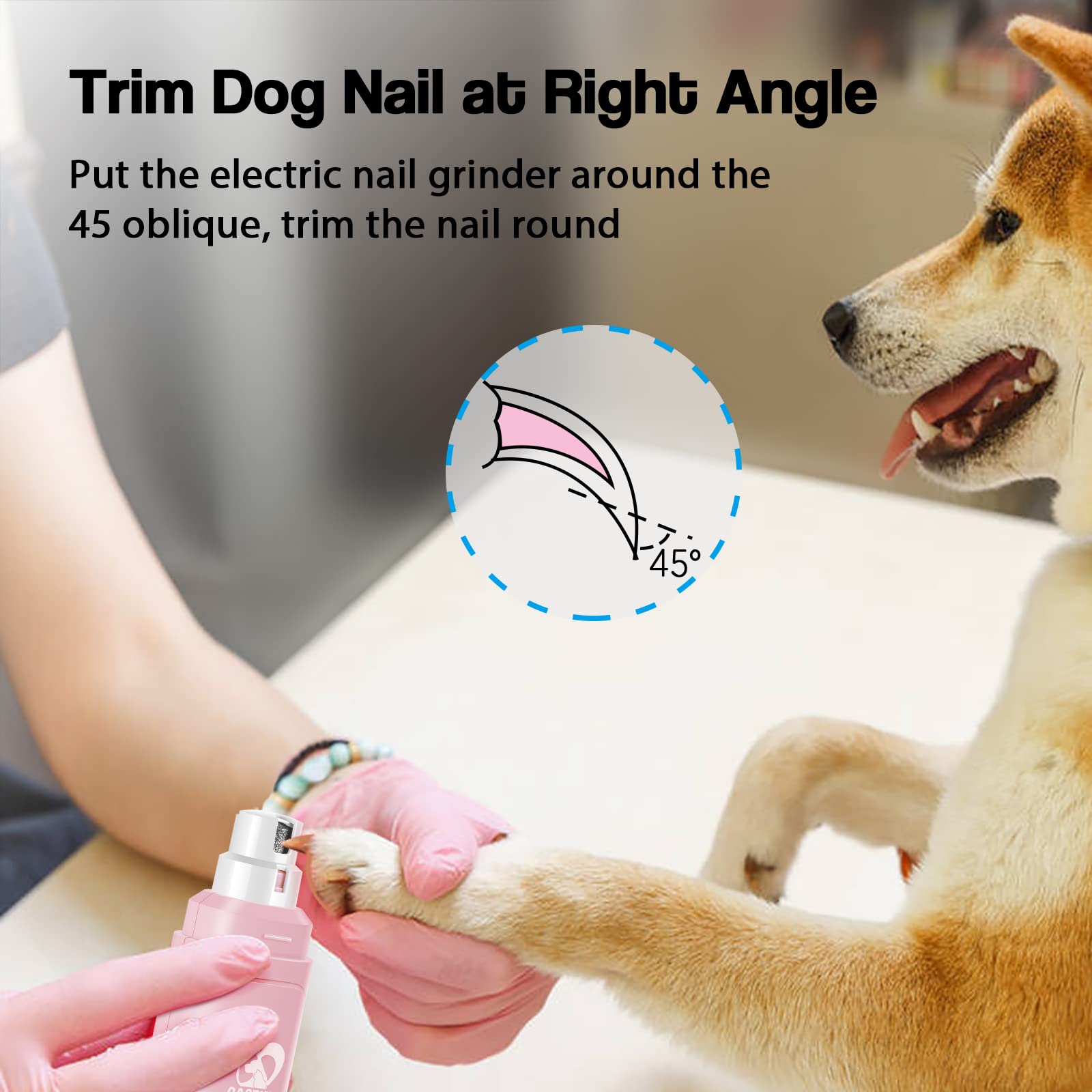 Casfuy dog nail grinder rechargeable-battery compact design enables portable grooming trips.