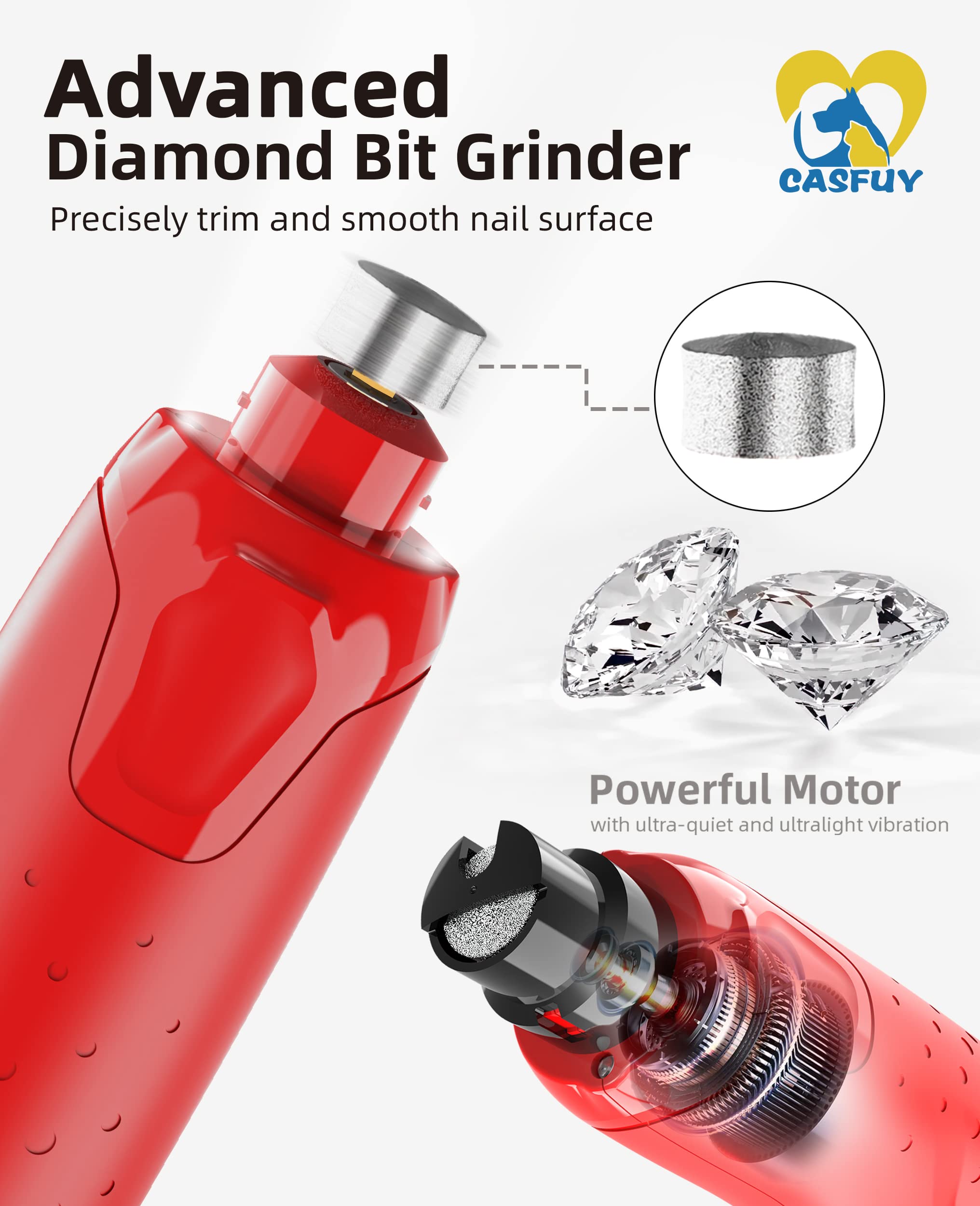 Casfuy dog nail grinder removable sheath simplifies nail dust cleanup