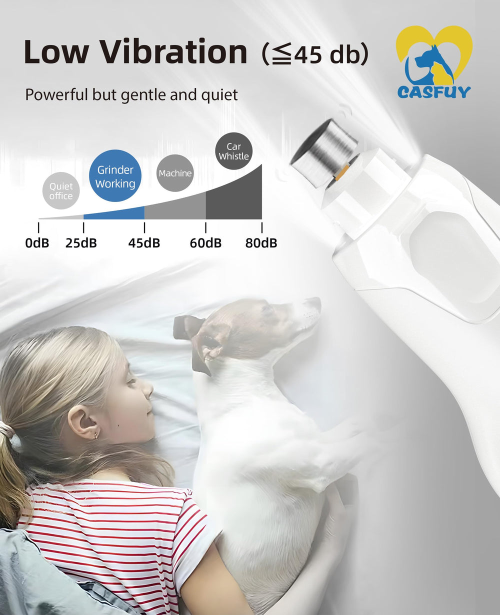 Casfuy rechargeable nail grinder lasts up to four hours on a full charge.