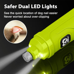 Casfuy cordless nail grinder in green showing portable, comfortable at-home grooming.