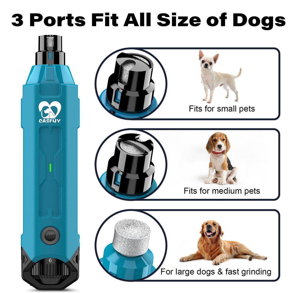Casfuy quiet dog nail grinder motor minimizes pet stress.