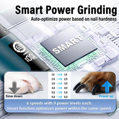 Casfuy Smart 6-Speed dog nail grinder with two LED lights aids precise quick-trimming for safe nails
