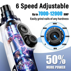 Casfuy Smart 6-Speed Dog Nail Grinder side view with speed dial for precise control.