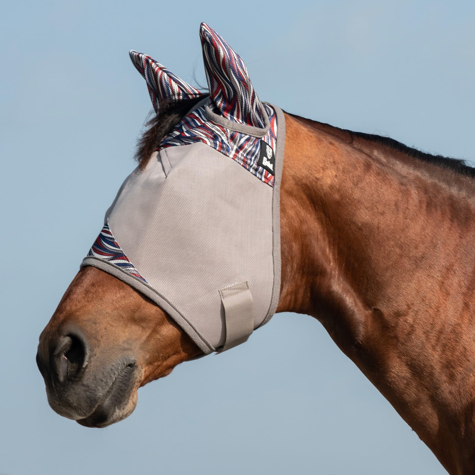 Cashel Crusader Fly Mask with Ears side view, improved airflow for all-day comfort