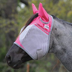 Cashel Crusader fly mask pink forelock hole keeps hair out of eyes and improves visibility.