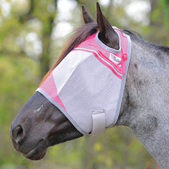Cashel Crusader Fly Mask side view shows secure wrap and visibility.