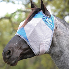Cashel Crusader Fly Mask Standard Blue front view shows breathable mesh for comfort.