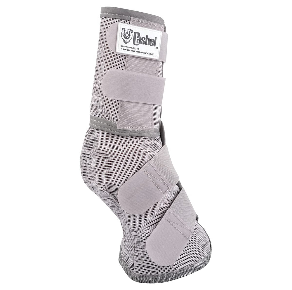 Cashel Crusader leg guards close-up mesh, vinyl-coated to resist burrs and rough terrain