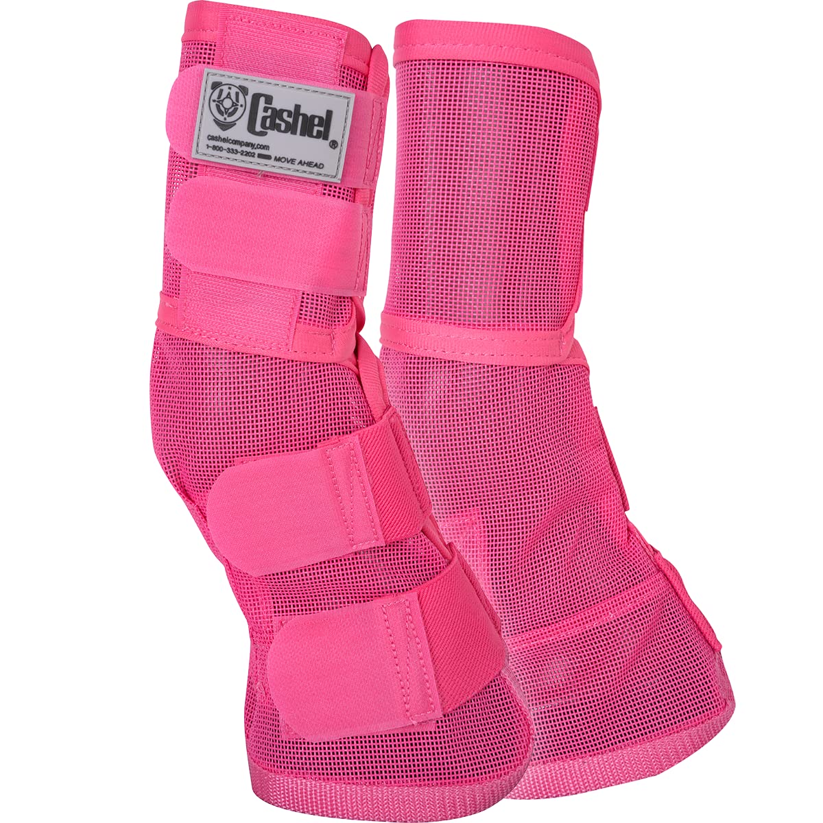Cashel Crusader leg guard pink closeup shows soft vinyl-coated mesh for comfort and burr-free trim.