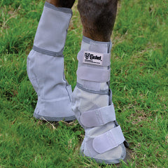 Cashel Crusader Pony Grey leg guards close-up showing soft vinyl coated mesh