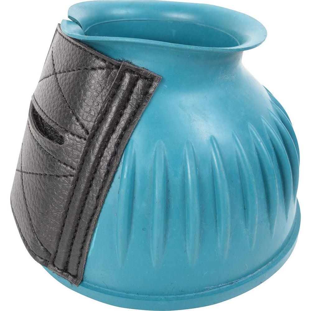 Cashel Rubber Bell Boots Teal L closure view shows easy application and secure fit