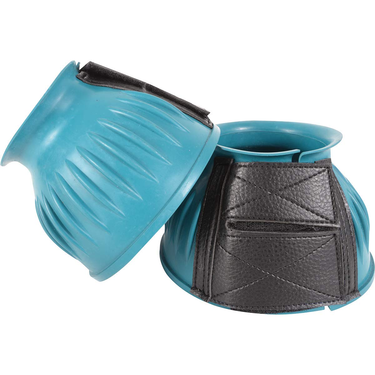 Cashel Rubber Bell Boots Teal L side view highlights 360-degree hoof protection