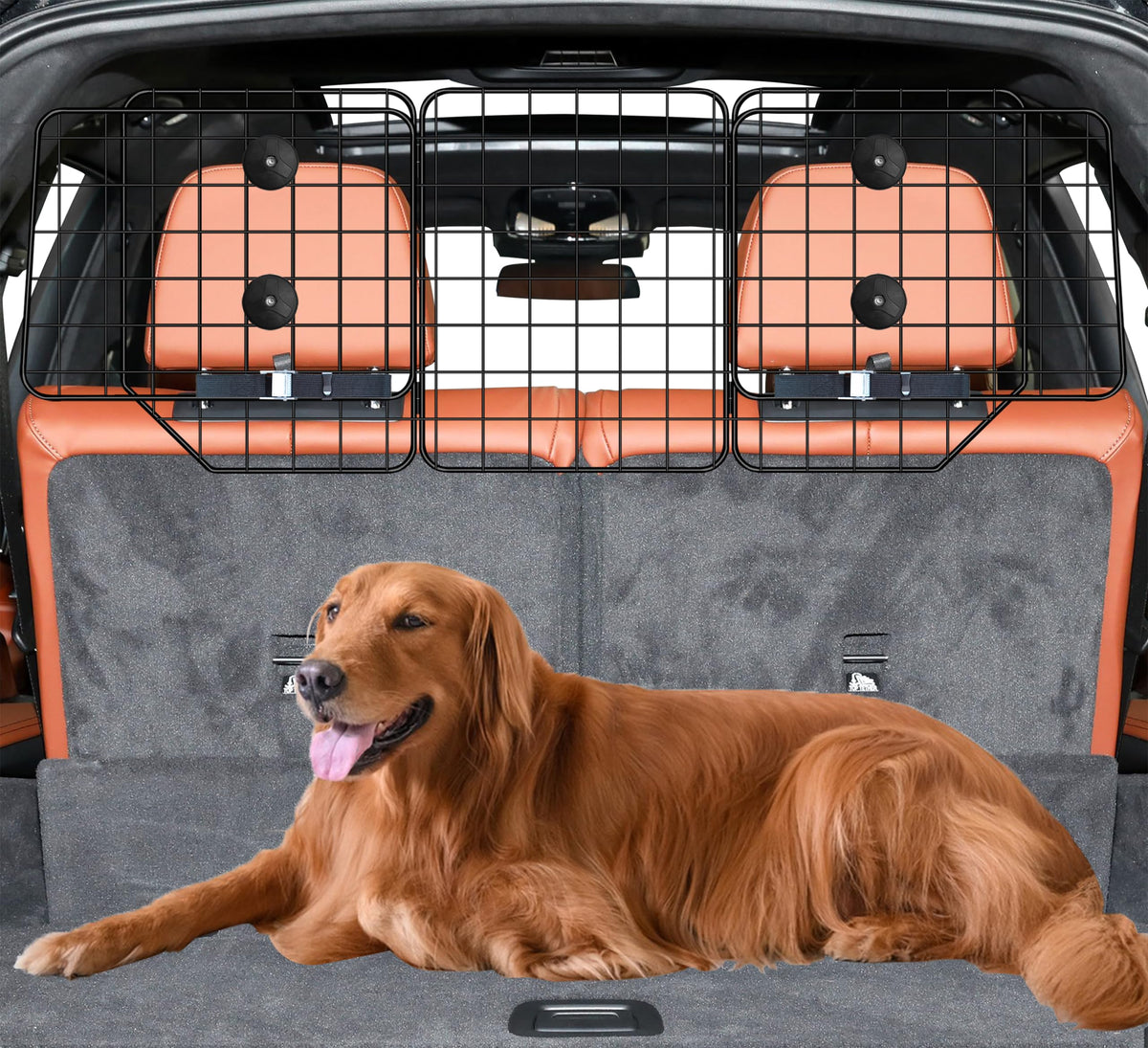 Casimr dog car barrier main panel shows sturdy construction for secure backseat separation.