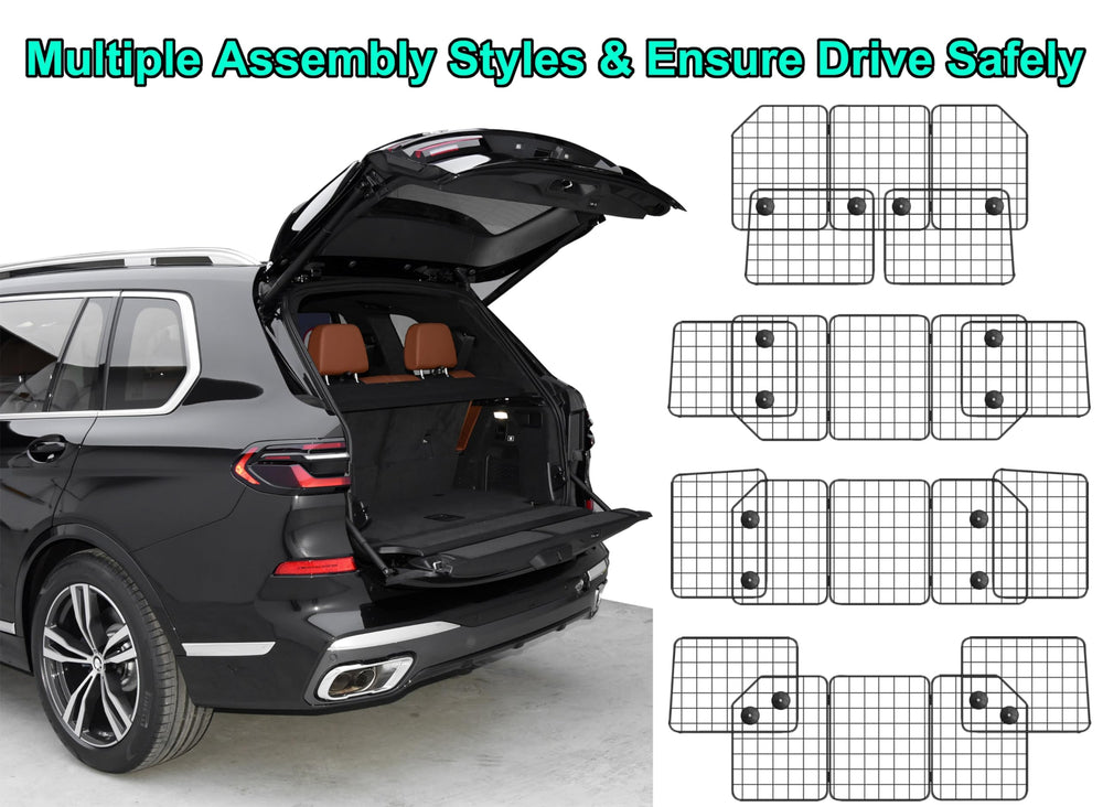 Casimr dog car barrier steel-wire detail highlights durable rust-proof construction.
