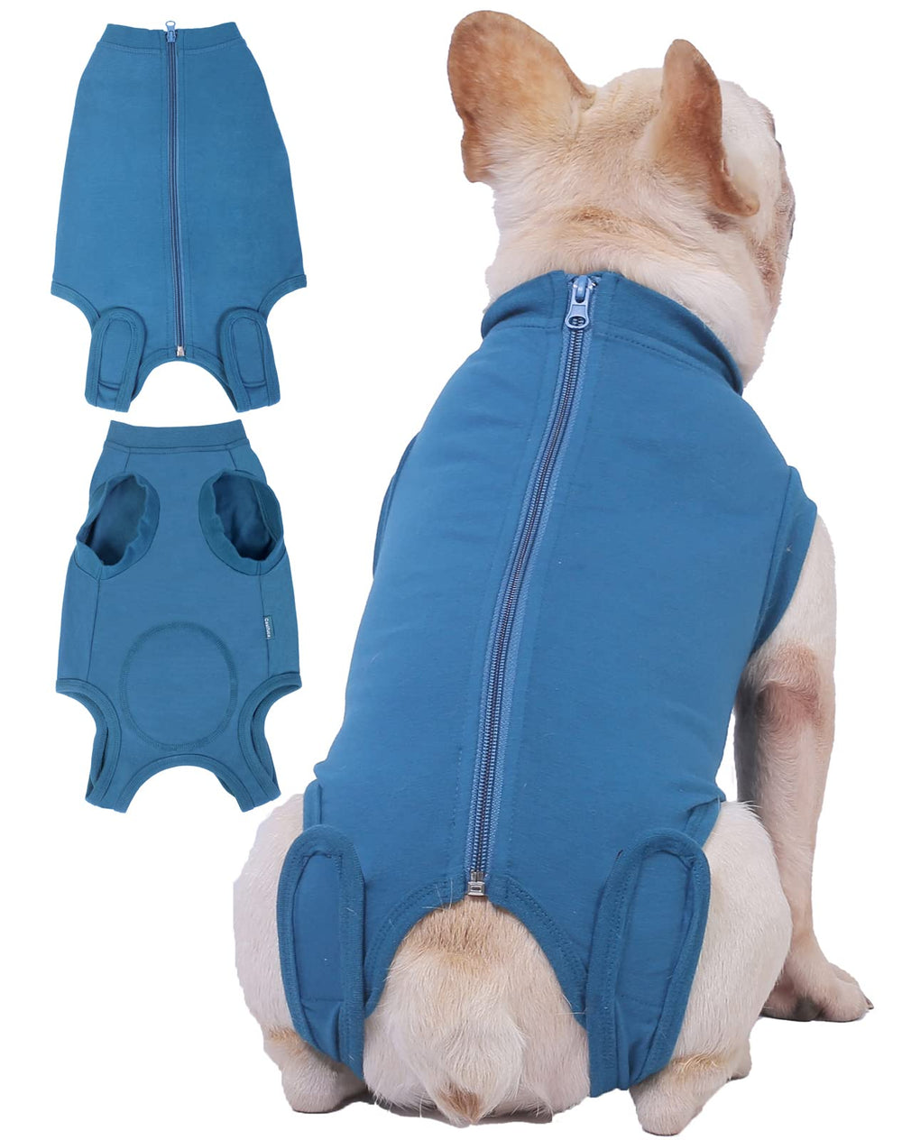 Caslfuca dog surgery recovery suit back zipper eases dressing and quick post-op changes