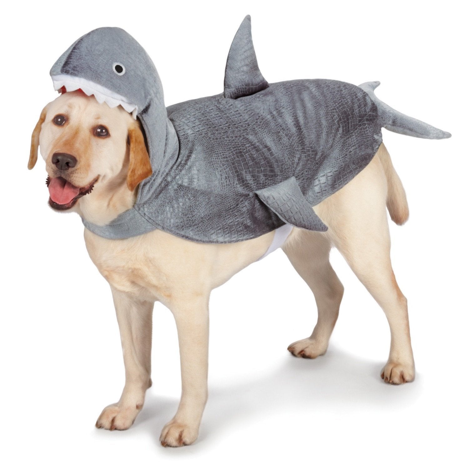 Casual Canine Shark Costume dog head and body view with polyfill for 3D realism