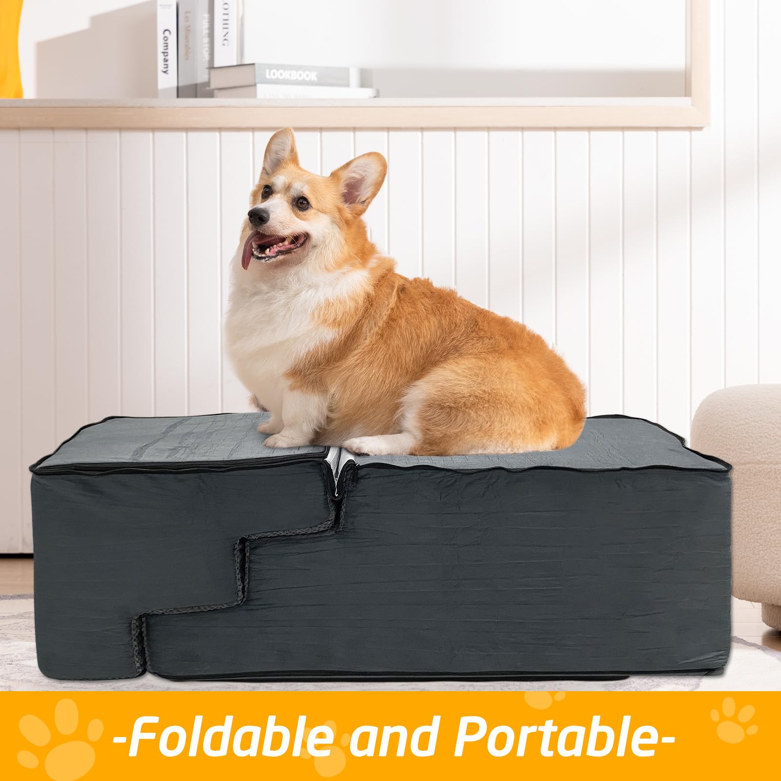 Casusv 28in dog stairs fold into a compact bed