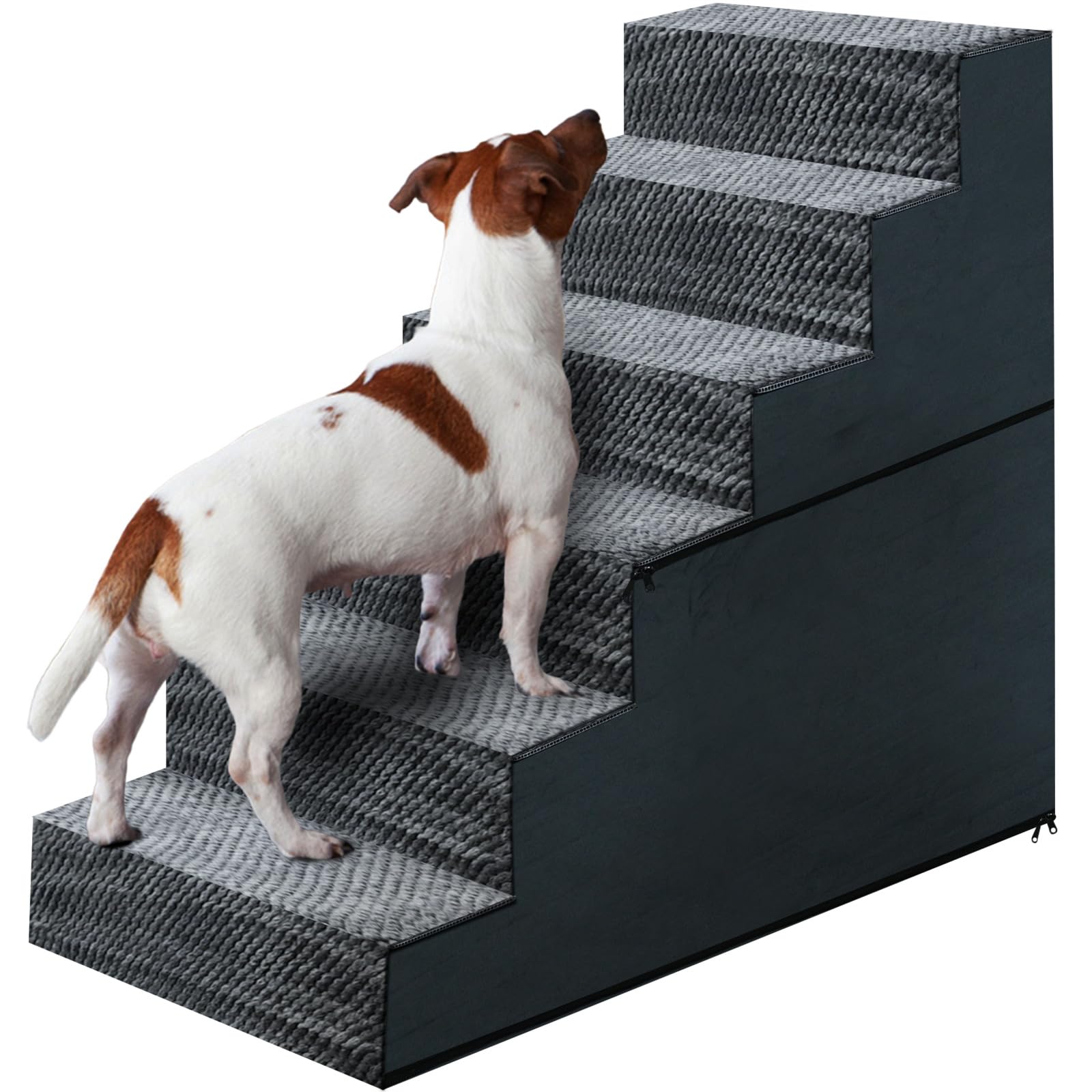 Casusv 28in dog stairs front view showing stability for high beds
