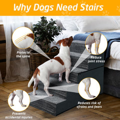 Casusv 28in dog stairs side view highlighting six steps