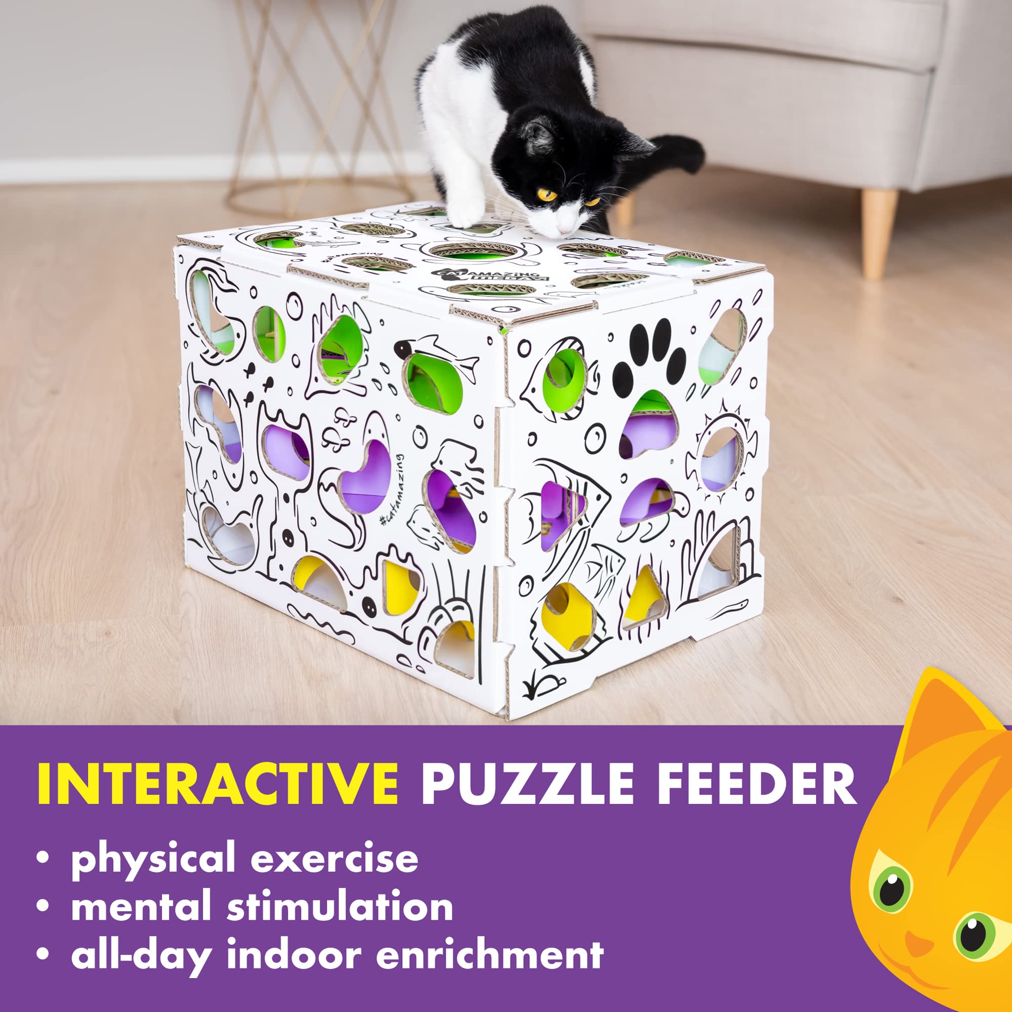 Cat Amazing MEGA durability shot demonstrates kitty-safe construction.