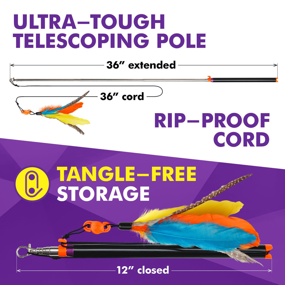 Cat Amazing Snatch cord wrapping keeps storage tidy and tangle-free after play.