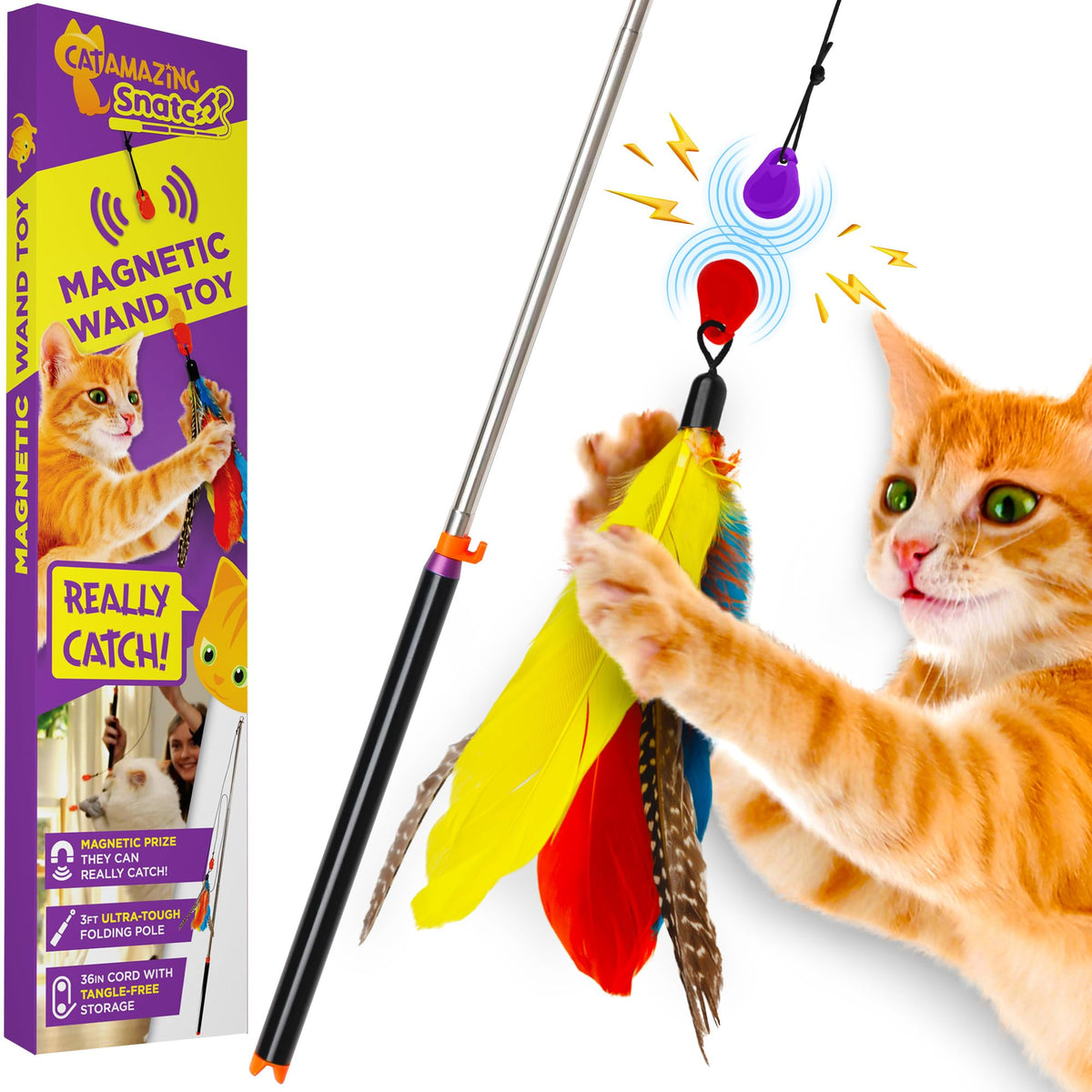 Cat Amazing Snatch magnetic attachments enable quick, engaging catch-and-play sessions.
