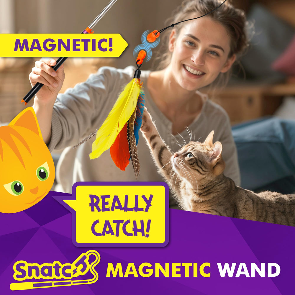 Cat Amazing Snatch telescoping pole extends up to 36 inches for versatile at-distance play.