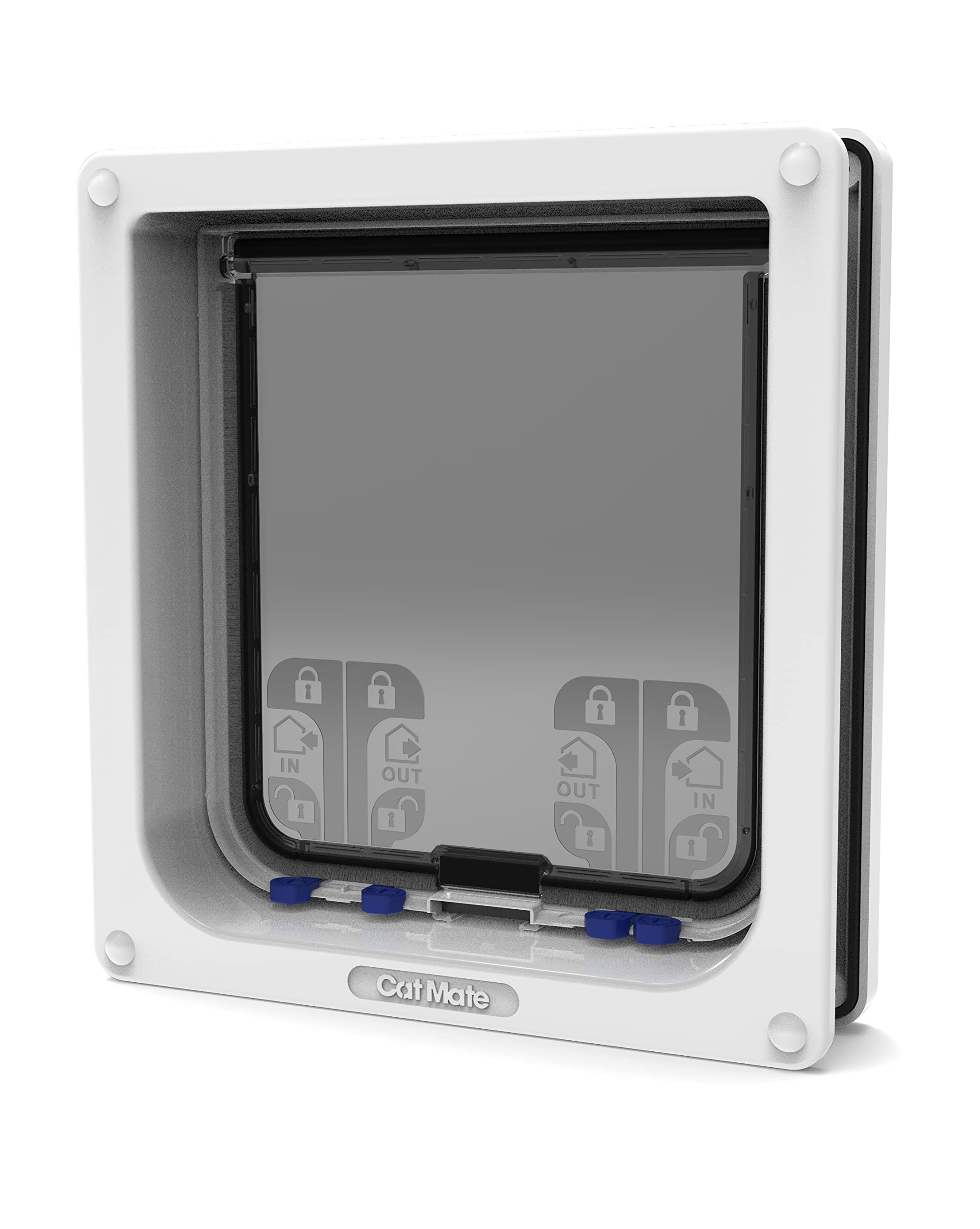 Cat Mate flap demonstrating compatibility with UPVC, metal, and wood doors