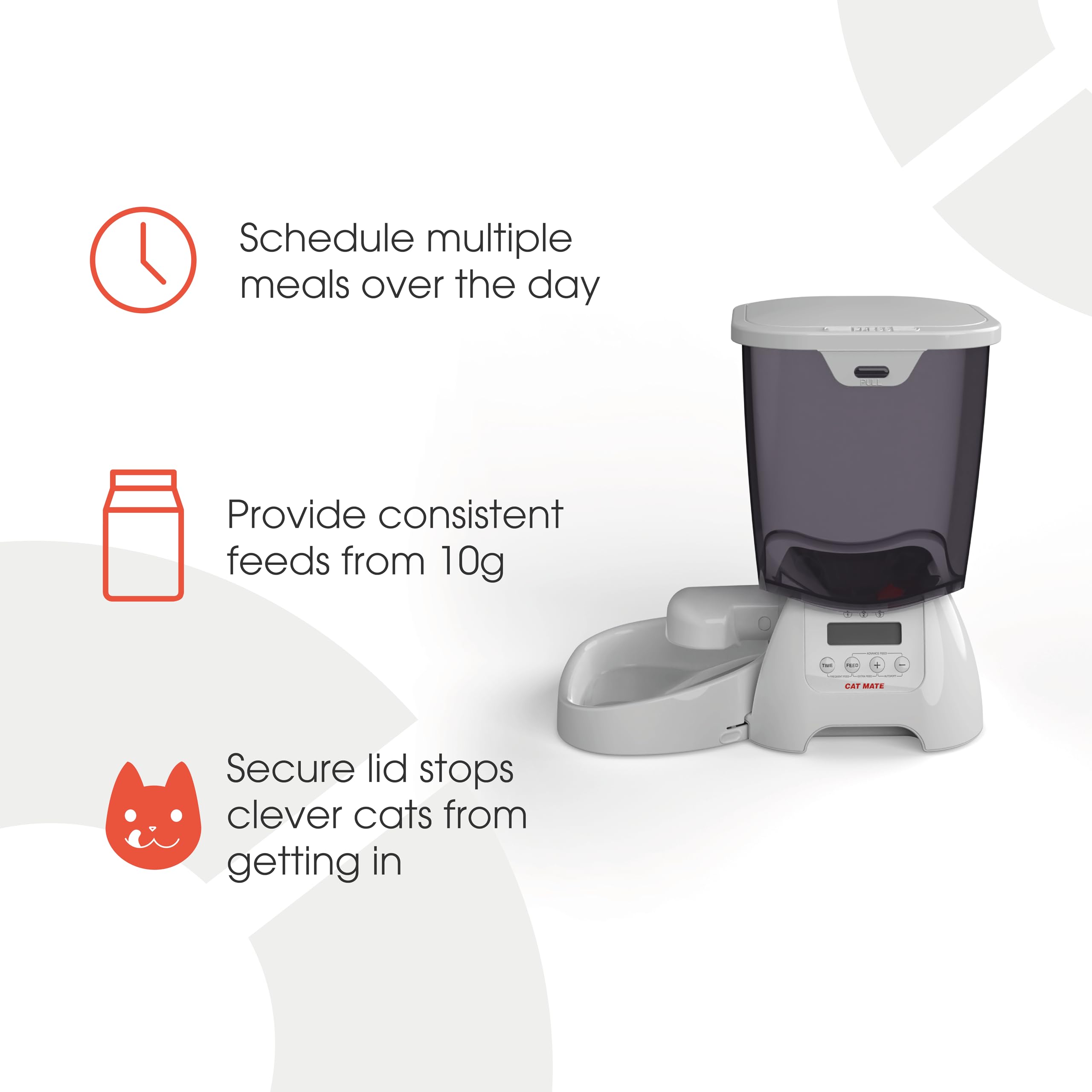 Cat Mate C3000 dishwasher-safe bowl and lid simplify cleaning.