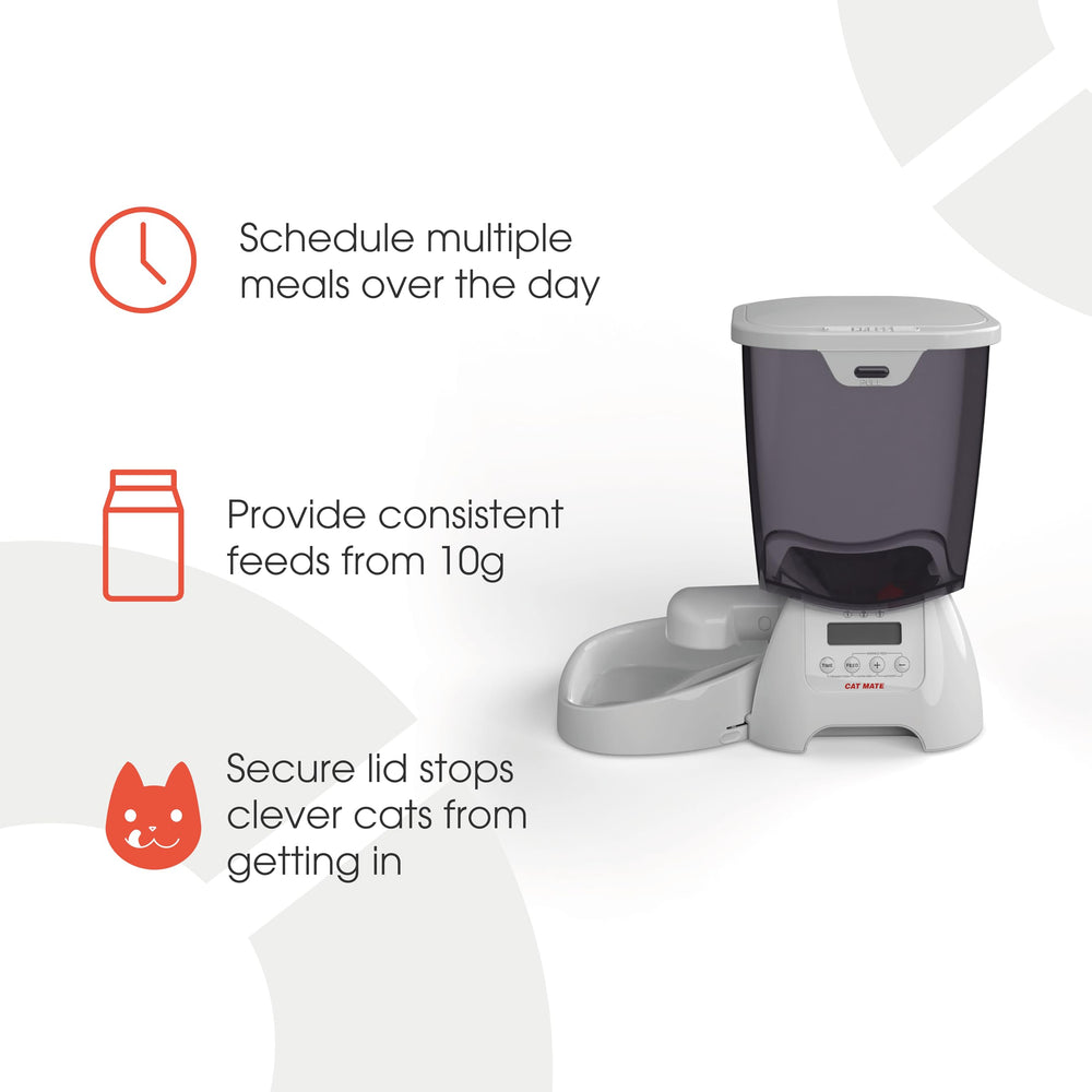 Cat Mate C3000 dishwasher-safe bowl and lid simplify cleaning.