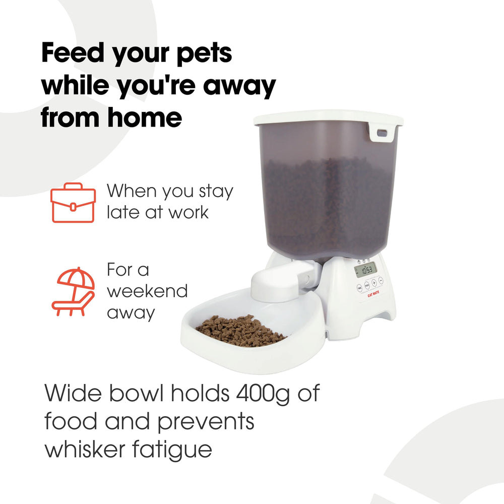 Cat Mate C3000 dispenser provides accurate portions for routine feeding.