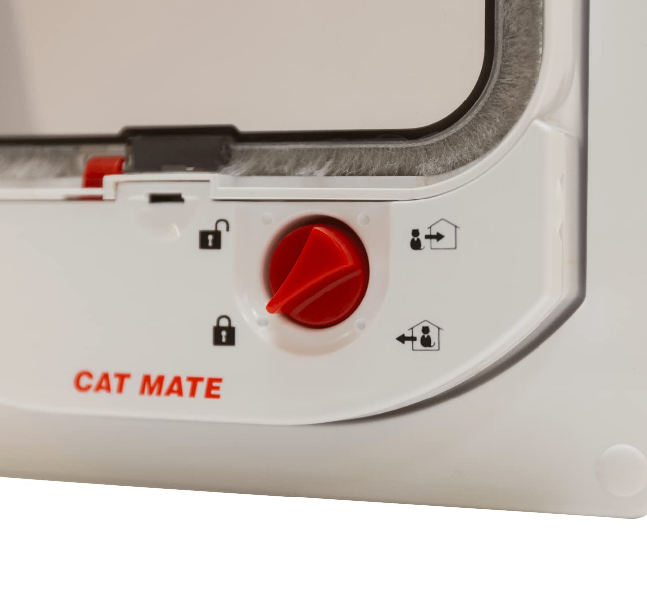 Cat Mate flap dimensions drawing indicating clearance for doors