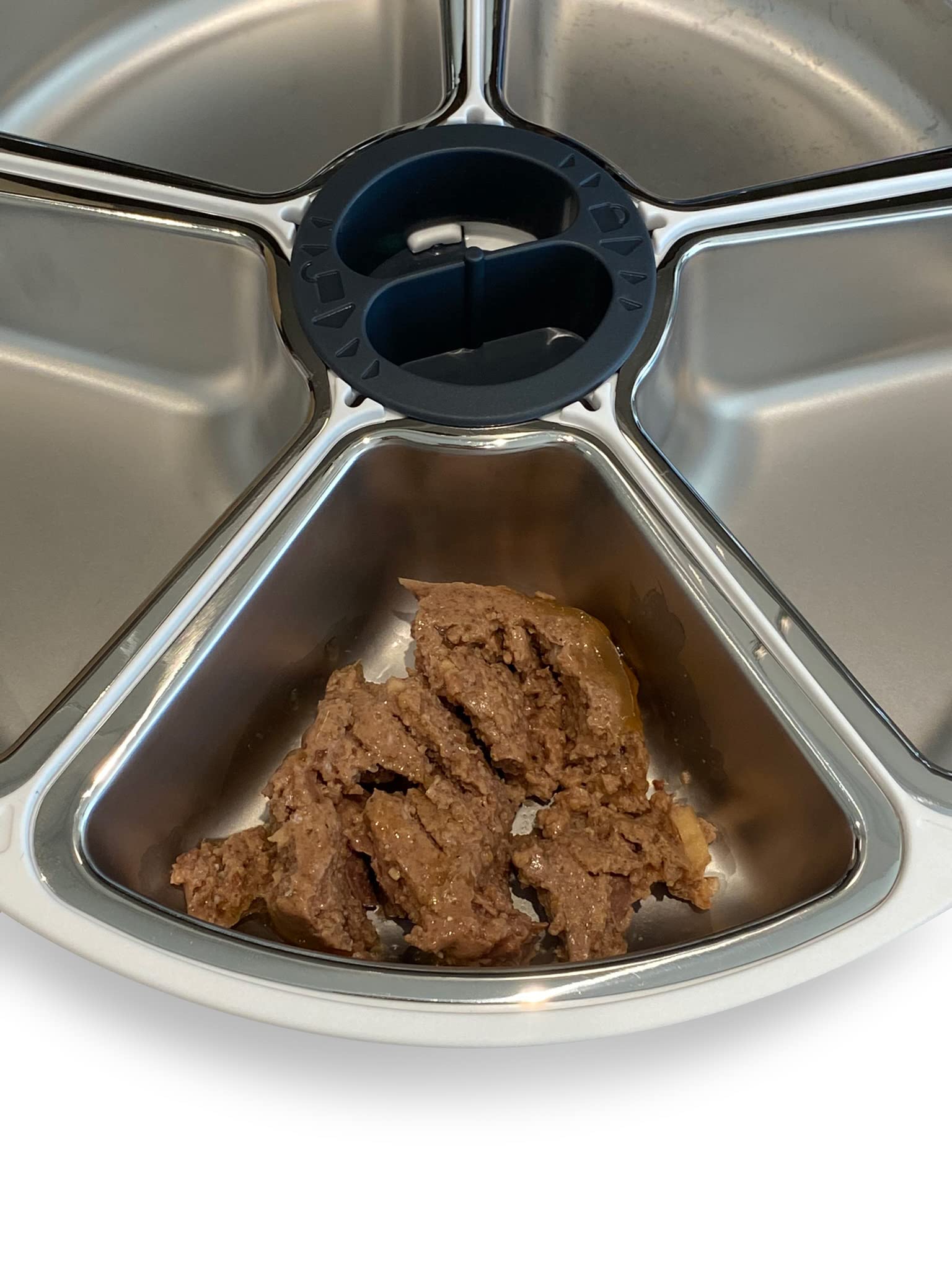 Cat Mate stainless steel bowl insert 12 cm wide by 9 cm long.