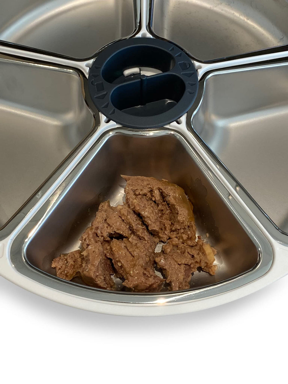 Cat Mate stainless steel bowl insert 12 cm wide by 9 cm long.