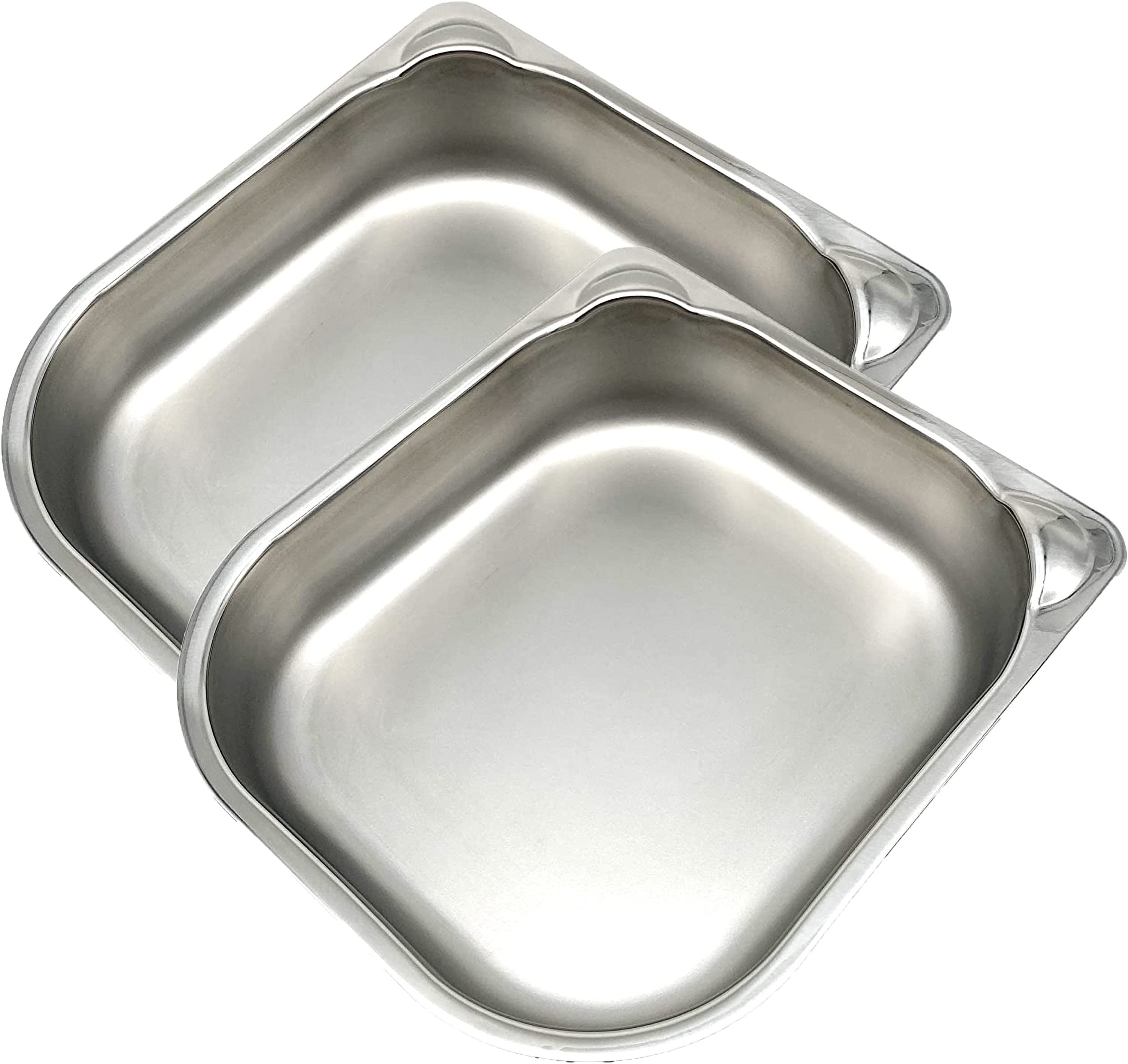 Front view of Cat Mate stainless steel bowl inserts, durable two-pack.