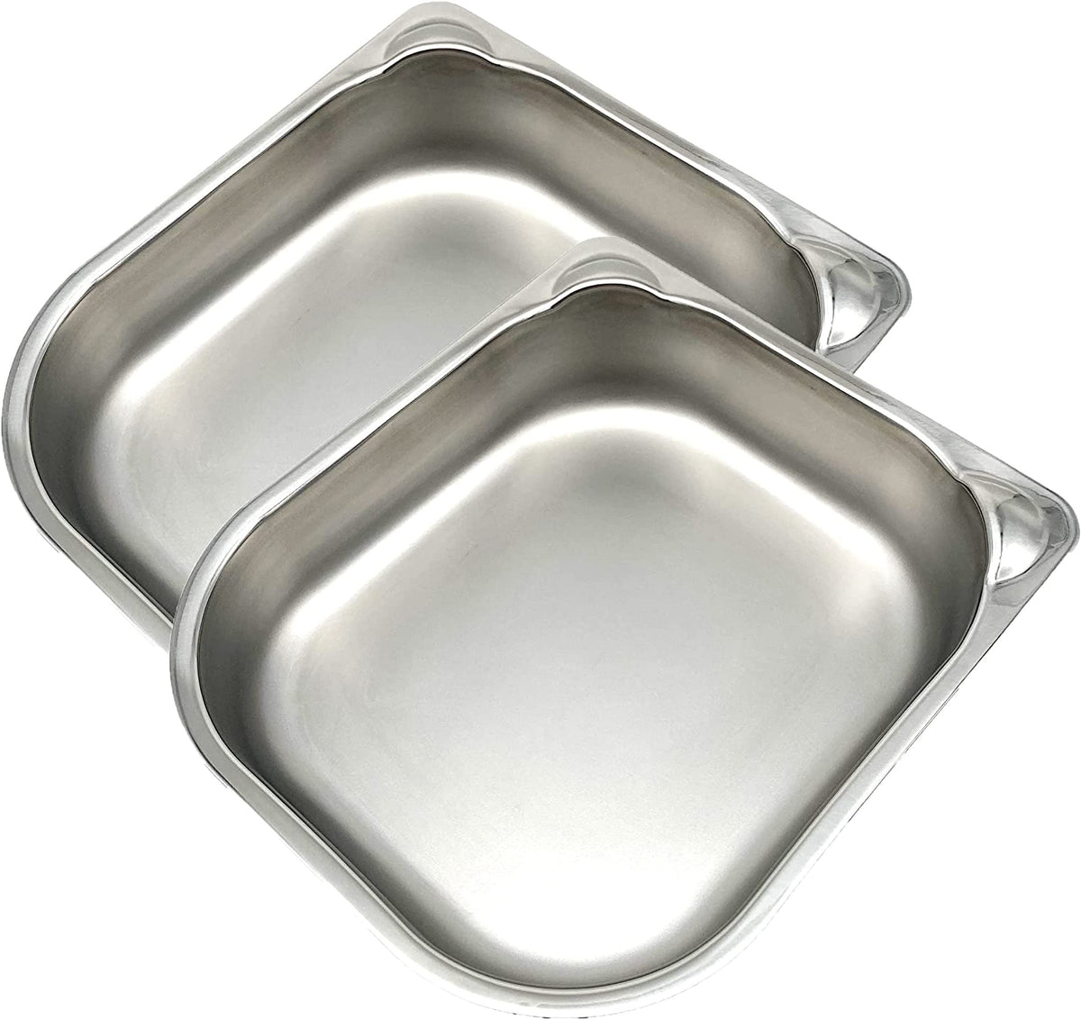 Front view of Cat Mate stainless steel bowl inserts, durable two-pack.
