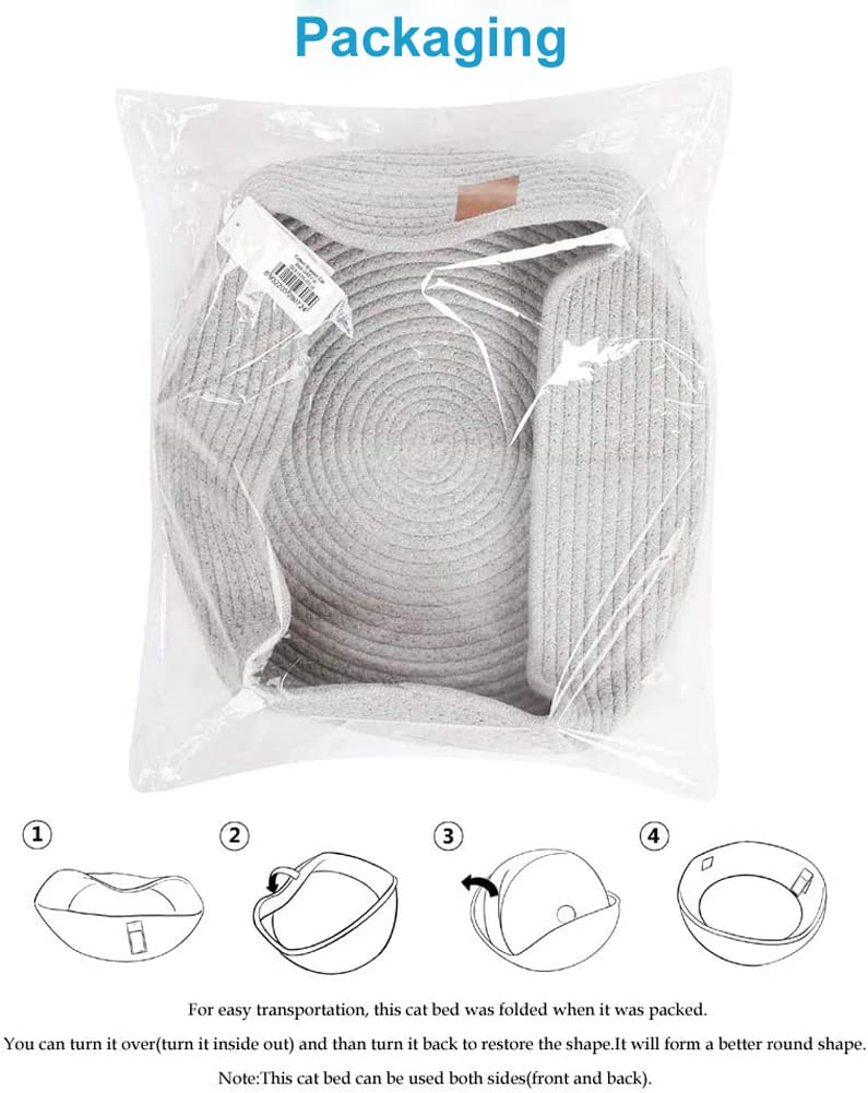 Cat rope bed measures 17.7 inches diameter and supports up to 20 lbs