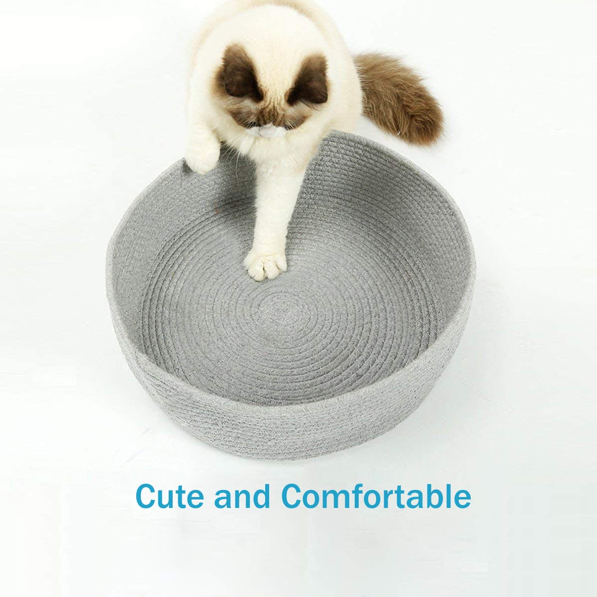Cat rope bed folded packaging demonstrates easy reshaping and transport