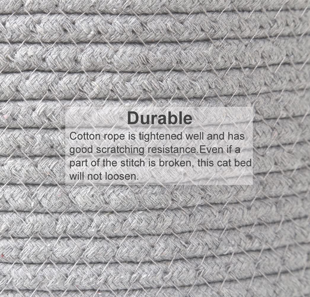 Cat rope bed close-up showing scratching-resistant weave