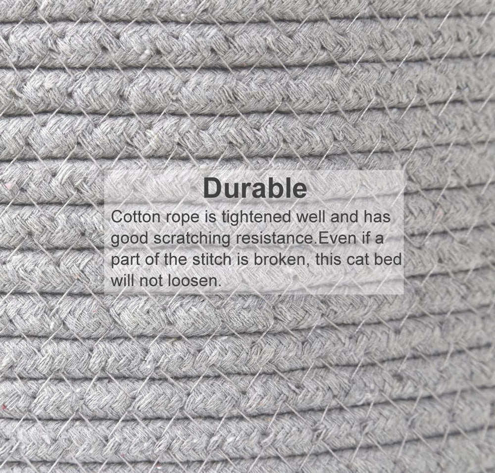 Cat rope bed close-up showing scratching-resistant weave