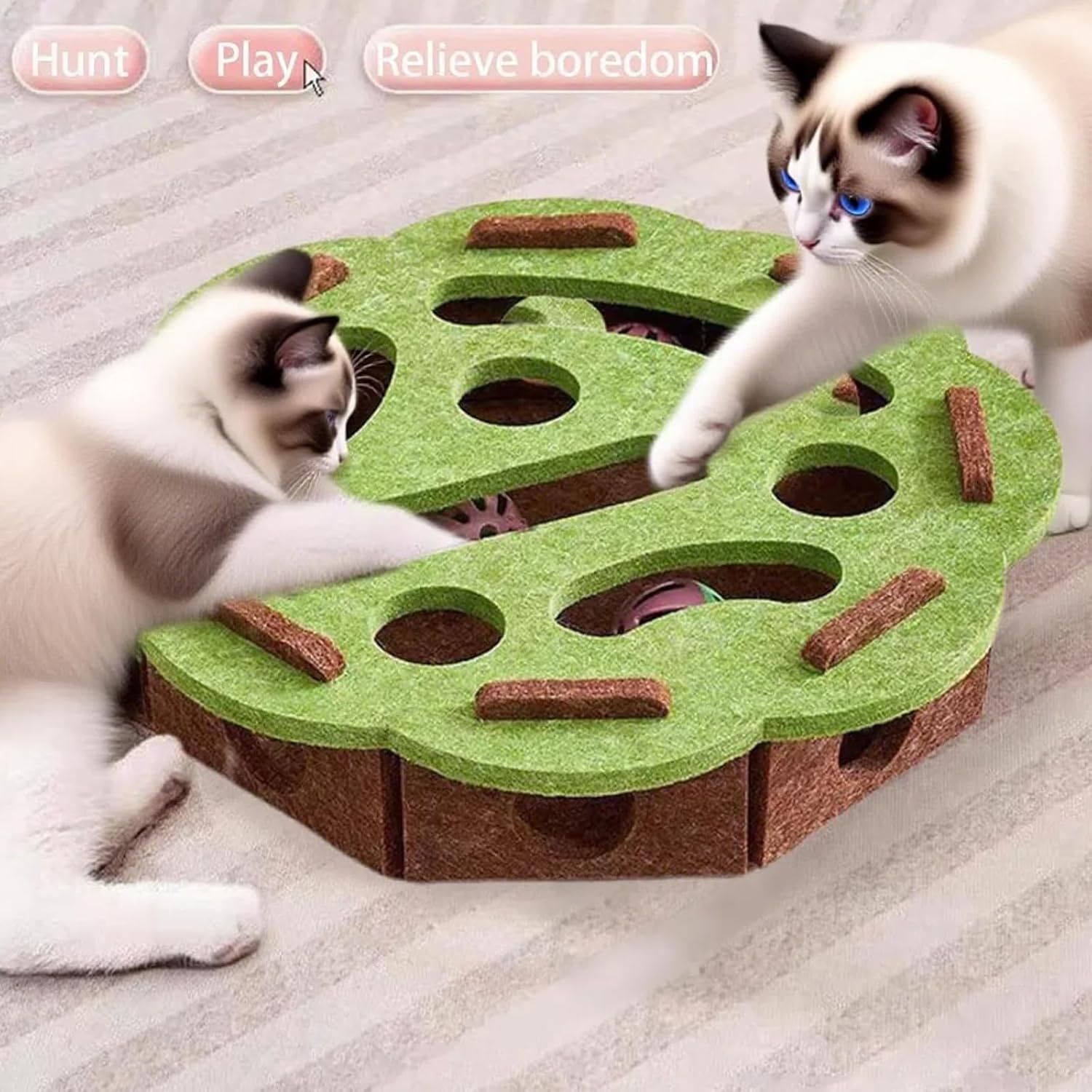 Cat Scratch Puzzle Box inside maze panel showcases felt puzzle design that engages mental play.