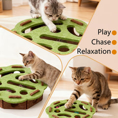 Cat Scratch Puzzle Enrichment Box green pattern inside view shows multi-surface engagement.