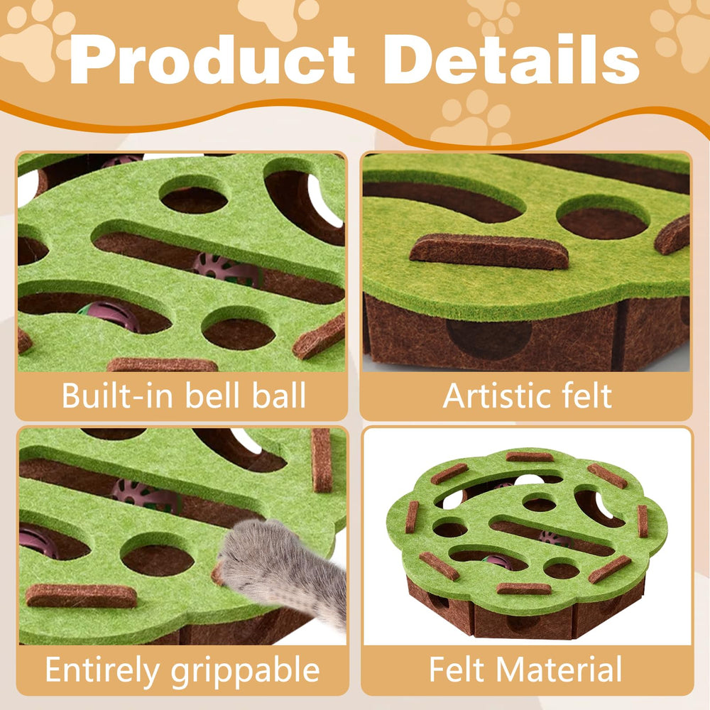 Cat Scratch Puzzle Enrichment Box green pattern nail-file feature supports safe filing.