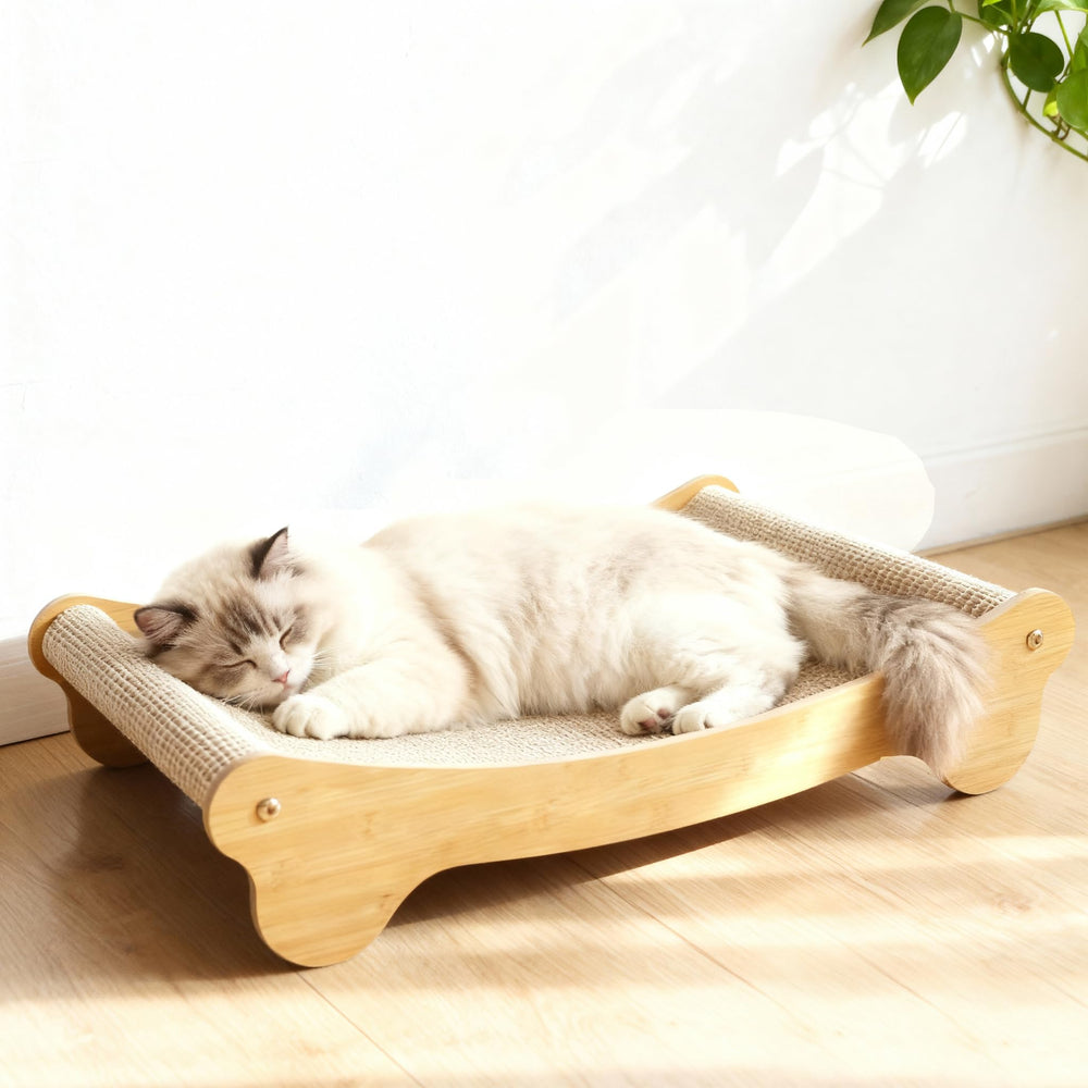 2-in-1 Cat Scratching Board Bed with sisal surface promotes healthy claws and playful scratching