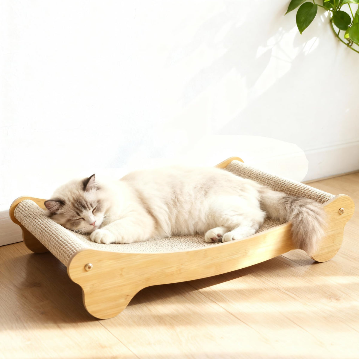 2-in-1 Cat Scratching Board Bed with sisal surface promotes healthy claws and playful scratching