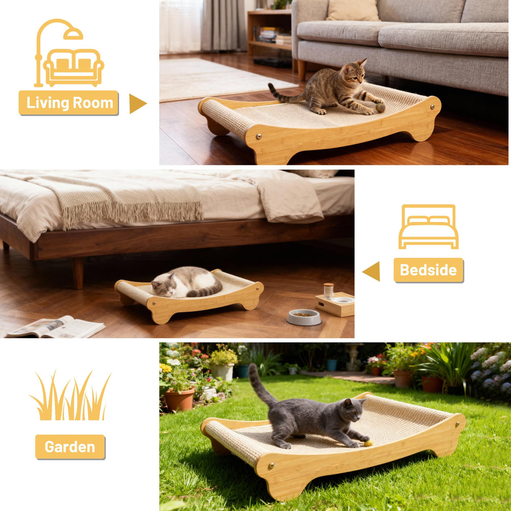 2-in-1 Cat Scratching Board Bed design helps protect furniture from unwanted claws