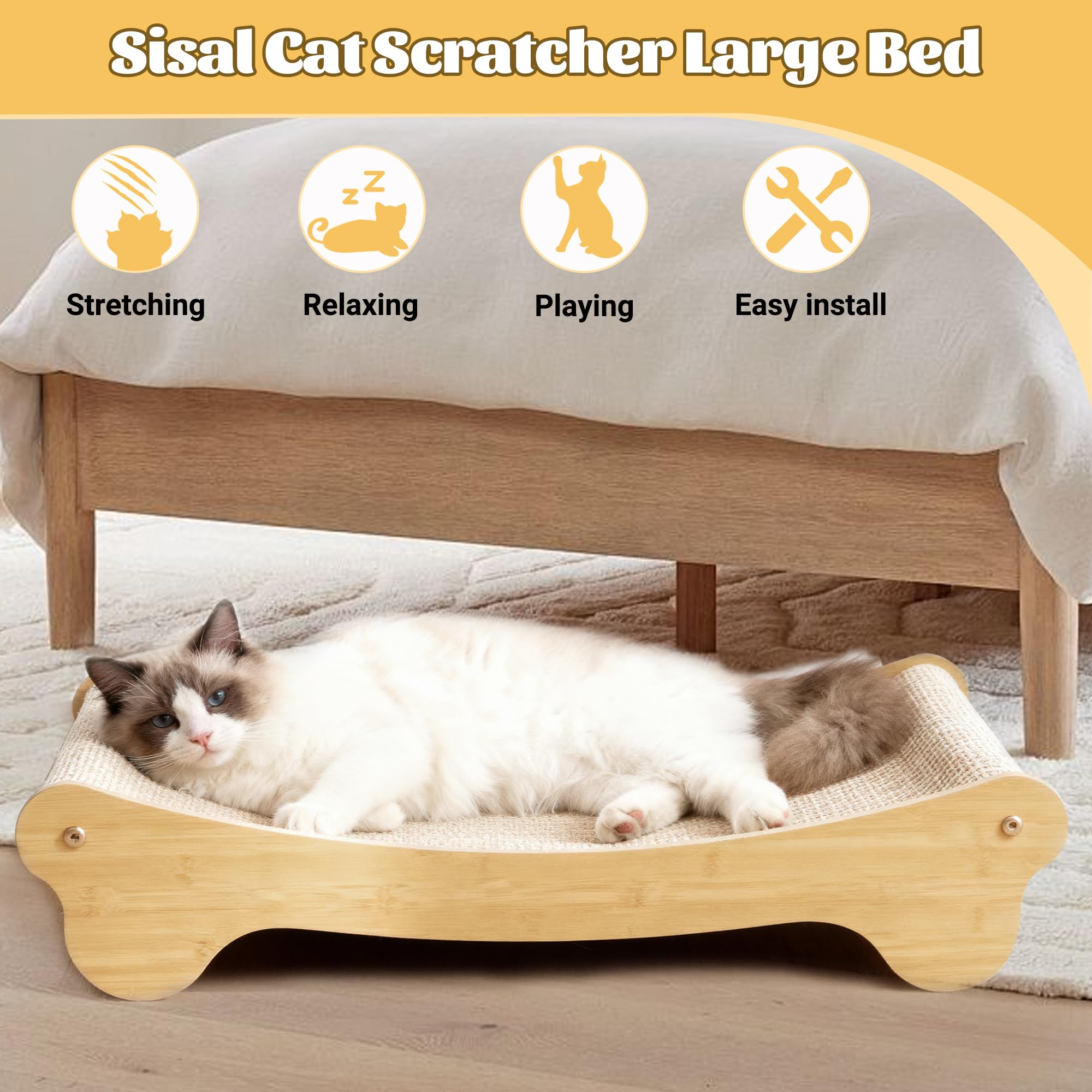 2-in-1 Cat Scratching Board Bed hammock nap zone offers cozy rest during playtime