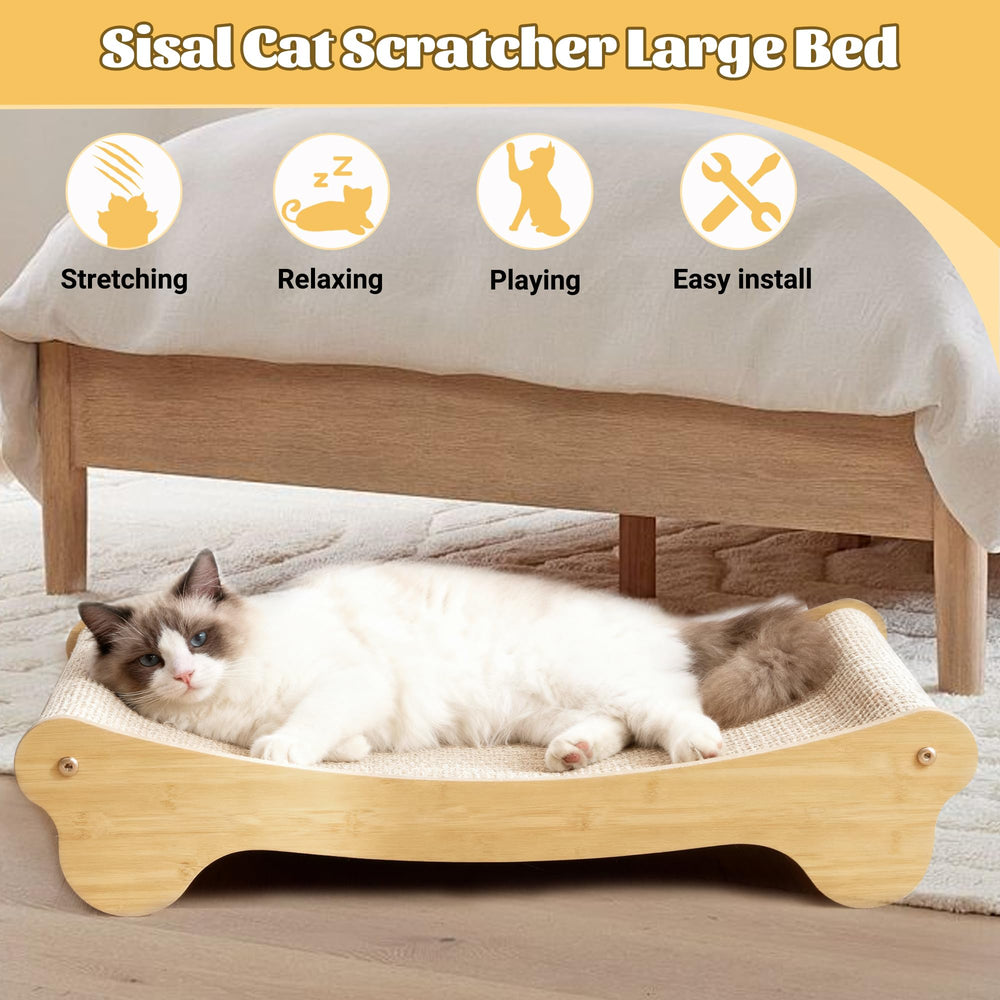 2-in-1 Cat Scratching Board Bed hammock nap zone offers cozy rest during playtime