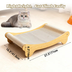 2-in-1 Cat Scratching Board Bed solid wood frame provides sturdy support for extended claw activity