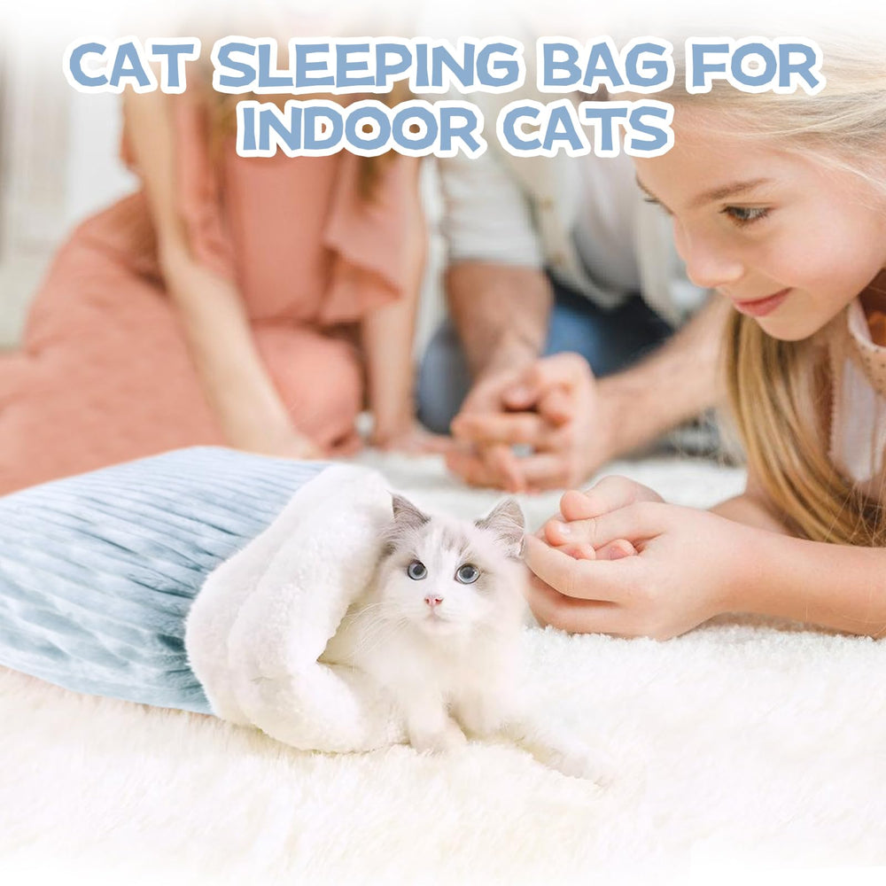 Cat sleeping bag large grey 360 wrap warmth for comfortable naps.
